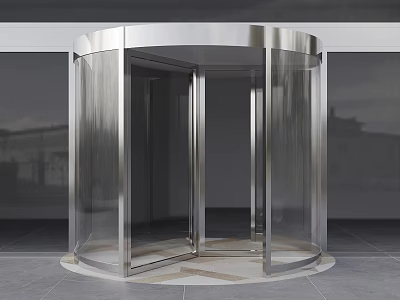 Elegant Circular Stainless Steel Revolving Door With Glass Panels For Modern Building Entrance 3d model