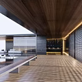 Modern Outdoor Pergola With Water Pool Reflection Lighting And Wooden Structure For Garden Landscape Design