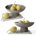 Fresh Pears Displayed In Gray Bowls And On Magazine