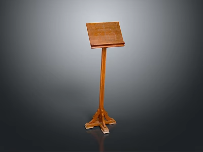 Classic Wooden Lectern With Square Top And Sturdy Four Legged Base 3d model