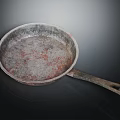 Vintage Cast Iron Cooking Pan With Rustic Surface And Long Handle 3d model