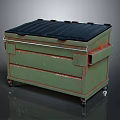 Rustic Green Wheeled Trash Bin With Black Lid For Household Supplies
