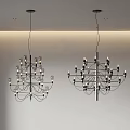 Modern Chandeliers With Multiple Bulbs And Metal Frames In Minimalist Interior 3d model