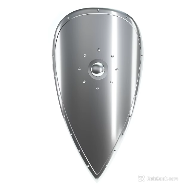 Modern Silver Metallic Wall Light With Shield Shaped Design Circular Center And Decorative Dots 3d model 