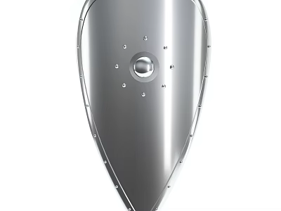 Modern Silver Metallic Wall Light With Shield Shaped Design Circular Center And Decorative Dots 3d model