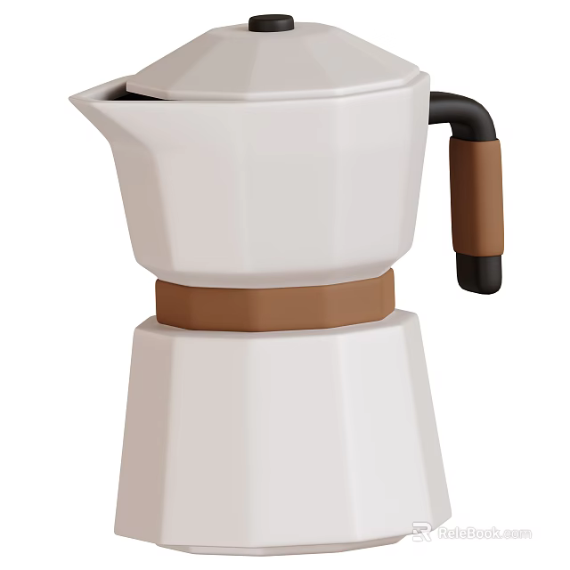 Modern Minimalist Spice Jar With White Body Brown Accent And Black Handle For Kitchen Use 3d model 