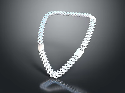 Stylish Silver Necklace with Polished Chain Link Design Fashionable Metal Jewelry Accessory 3d model