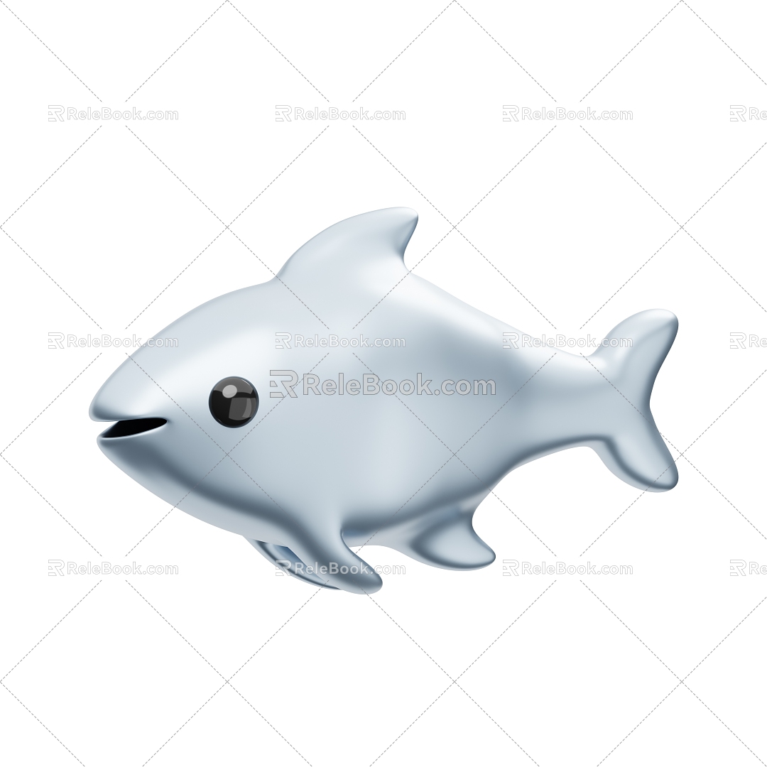 Dolphin Fish Silver Fish Marine Life Toy Fish Cartoon Fish 3d model