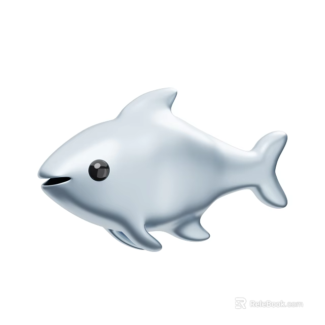 Silver Aquatic Fish with Black Eye and Rounded Shape in Simple Design 3d model 