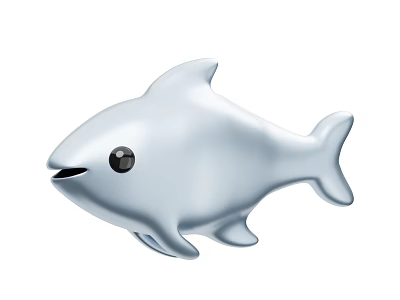 Silver Aquatic Fish with Black Eye and Rounded Shape in Simple Design 3d model