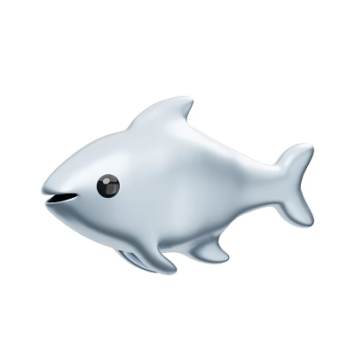 Silver Aquatic Fish with Black Eye and Rounded Shape in Simple Design 3d model