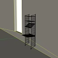 Modern Black Decorative Cabinet With Metal Frame Multiple Shelves And Small Tabletop