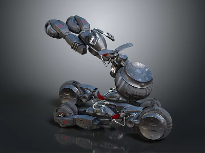 Futuristic Sci Fi Motorcycle With Multiple Wheels And Mechanical Design Details 3d model