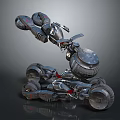 Futuristic Sci Fi Motorcycle With Multiple Wheels And Mechanical Design Details 3d model