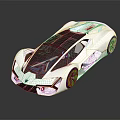 White Concept Sports Car with Black Roof and Orange Rims and Sleek Aerodynamic Design