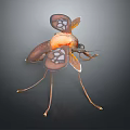 Detailed Mosquito Insect With Transparent Patterned Wings Orange Brown Body And Long Slender Legs