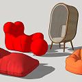 Modern Lazy Sofa Leisure Chair 3d model