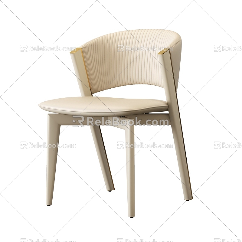 Heavy Industry Dining Chair Cream Light Luxury 3d model