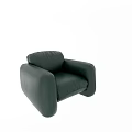 Dark Green Leather Single Sofa With Rounded Arms And Modern Minimalist Design 3d model