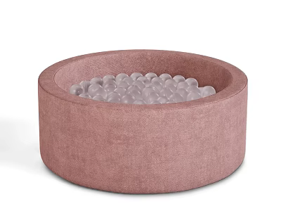 Pink Round Fabric Container Filled With Transparent Decorative Balls For Interior Use 3d model