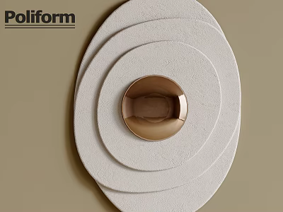 Poliform Layered Circular Textured Wall Decor With Brass Accent On Neutral Background 3d model