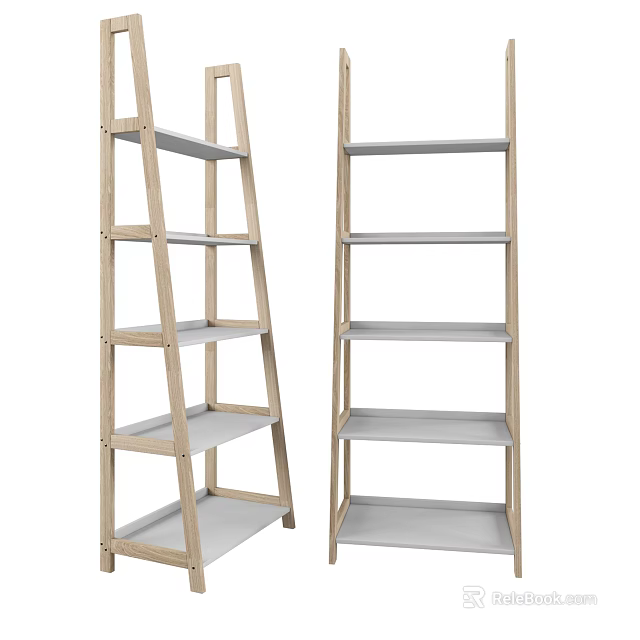 Wooden Display Shelves With Modern Design Multiple Layers And Sturdy Structure 3d model 