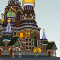Ancient Architecture In Traditional Orthodox Style With Golden Domes Colorful Decorations And Crosses