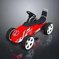 Red Kids Go Kart With Flame Design Black Seat And White Wheels