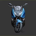 Blue BMW Motorcycle Scooter With Worn Exterior And Vintage Design Features