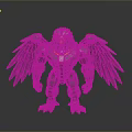 Robotic Eagle Creature With Metallic Armor Wings And Glowing Orange Eyes