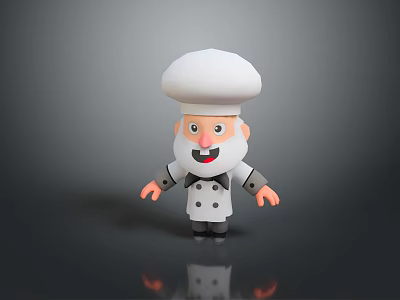 3D Cartoon Chef Sculpture With White Chef Hat Beard White Coat And Black Bow Tie 3d model