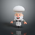 3D Cartoon Chef Sculpture With White Chef Hat Beard White Coat And Black Bow Tie