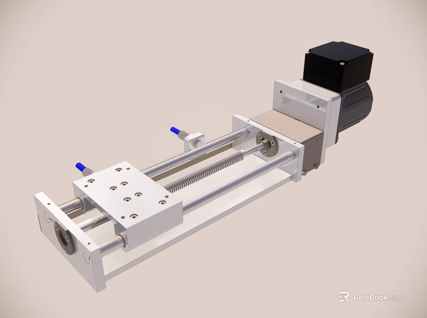 Industrial Linear Guide Rail System With Metal Frame Electric Motor And Sliding Block 3d model 