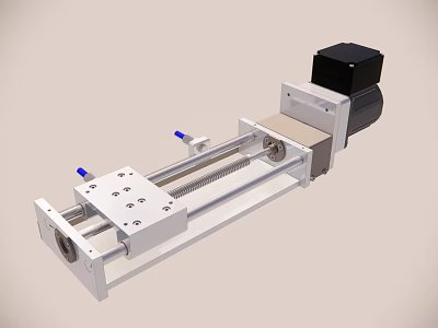 Industrial Linear Guide Rail System With Metal Frame Electric Motor And Sliding Block 3d model
