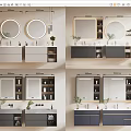 Modern Bathroom Cabinet with Mirror Storage and Multiple Size Options 3d model