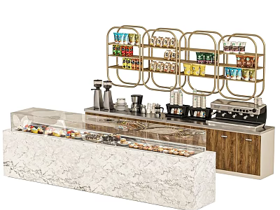 Modern TV Stand With Marble Top And Gold Frame Shelves For Living Room 3d model