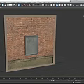 Traditional Red Brick Building Exterior Wall With Small Window And Concrete Base