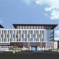 Modern Multi story Office Building With Glass Curtain Wall And Blue Sky Exterior