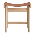 Modern Sofa Bench With Light Wood Legs And Brown Leather Upholstered Seat