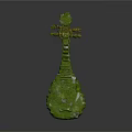 Green Pipa Shaped Decorative Home Ornament With Intricate Carved Patterns