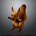 Orange Squirrel Character In Low Poly 3D Model With Standing Pose And Fluffy Tail 3d model