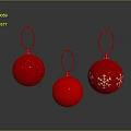 Red Christmas Ornaments With Gold Hooks And Snowflake Design For Holiday Decorations