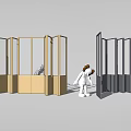 Modern Folding Room Dividers With Glass Panels And Metal Frames In Gold White Gray
