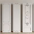 White Decorative Wall Paneling with Various Ornate and Simple Design Styles for Interior 3d model