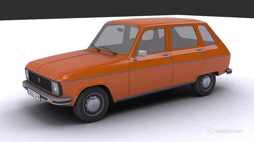 Vintage Orange Classic Car Featuring Retro Exterior Design And Wheels 3d model 