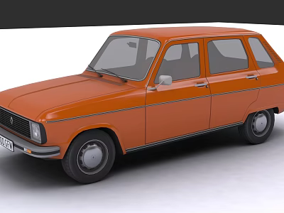 Retro Renault 6 sedan car vehicle 3d model