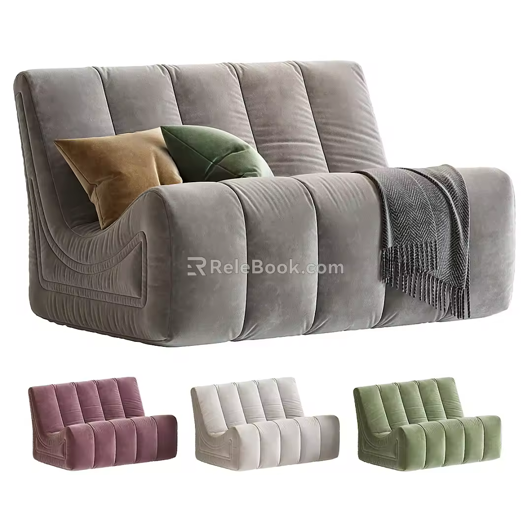 modern double sofa fabric double sofa 3d model