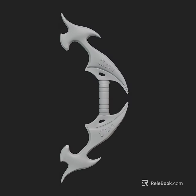 Curved Symmetric White 3D Weapon Model With Textured Grip Design 3d model 