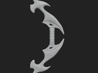 Curved Symmetric White 3D Weapon Model With Textured Grip Design 3d model