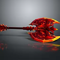 Fiery Flaming Axe Weapon With Red Orange Intricate Patterns And Decorative Handle